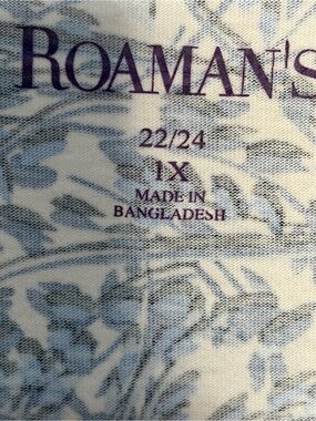 Roaman's Blue and White Floral Blouse - 1X